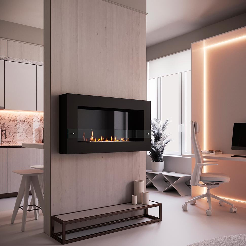 Биокамин SteelHeat WALL GRAND 1200 черный по цене 43 890 руб.