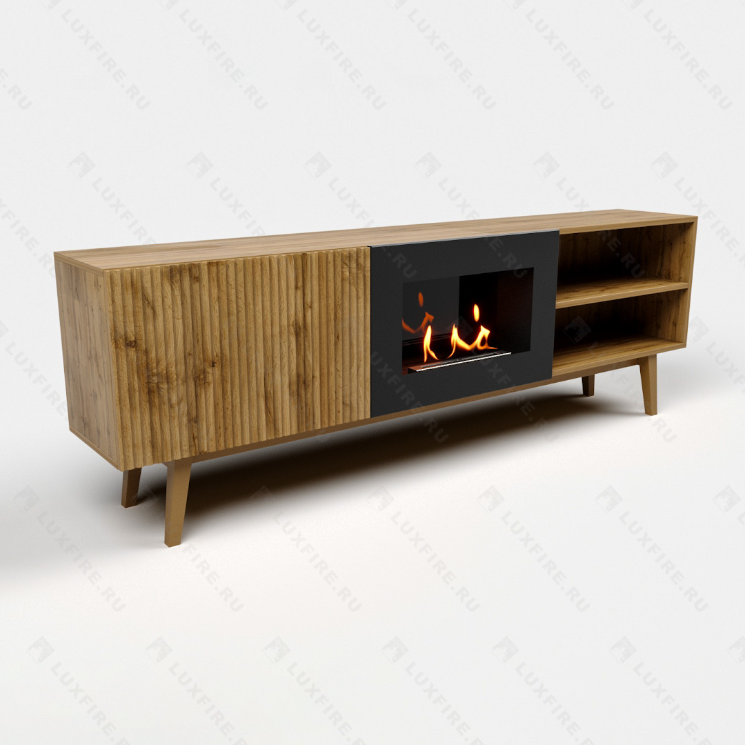 Тумба ТВ Lux Fire "Волга" напольная 1800, дуб вотан, с биокамином 600 по цене 77 543 руб.